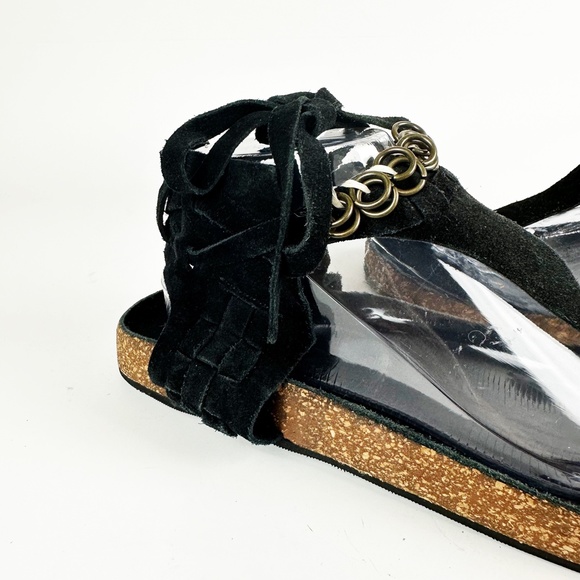 Free People Collins Wrap Sandals Black Suede Size US 11 EU 41 Hobo Festival - Picture 7 of 16